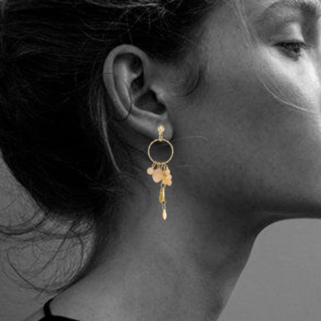 Boucles d’oreilles Baia Pêche – Pierre de lune & laiton doré | By Garance