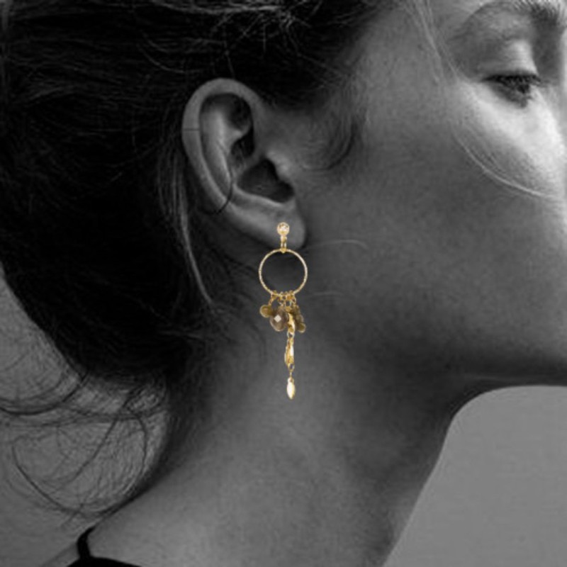 Boucles d’oreilles Baia Gris – Obsidienne & Quartz fumé | By Garance