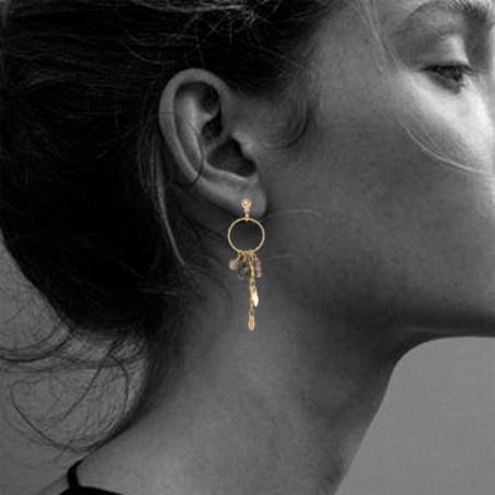 Boucles d’oreilles Baia Bleu – Pierre bleue & métal doré | By Garance