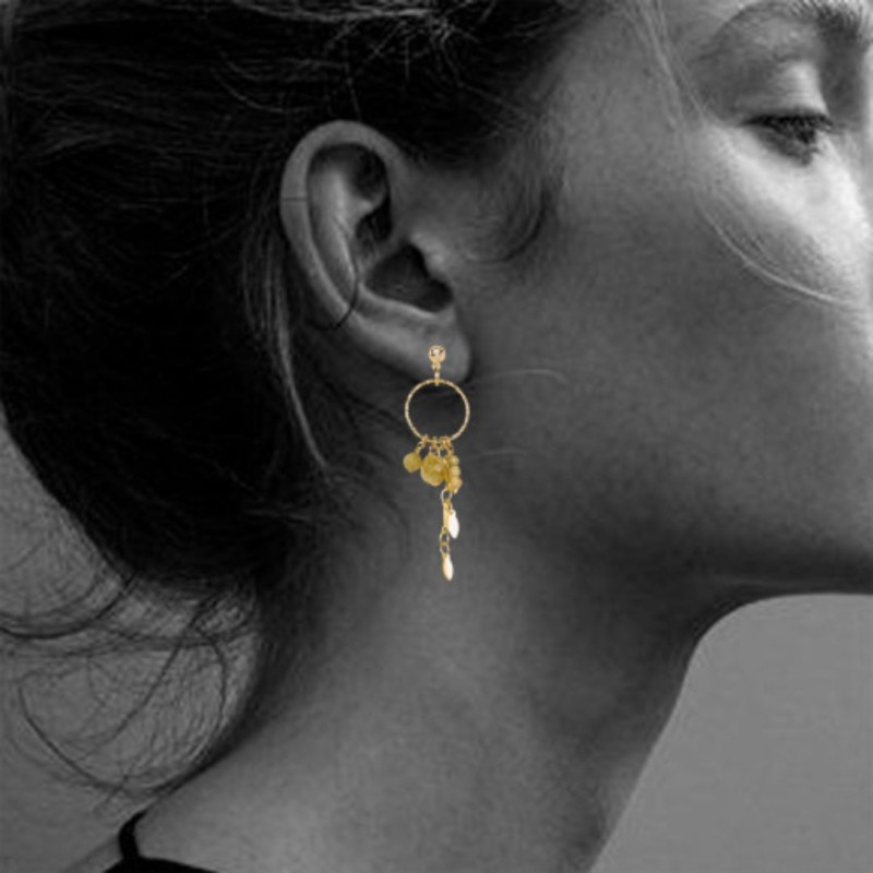 Boucles d’oreilles Baia Bleu – Pierre bleue & métal doré | By Garance