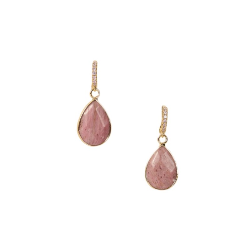 Boucles d’oreilles Beni Rose – Rhodonite & laiton doré | By Garance