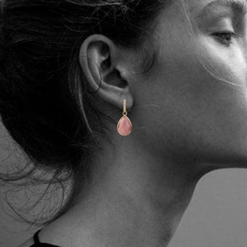 Boucles d’oreilles Beni Rose – Rhodonite & laiton doré | By Garance