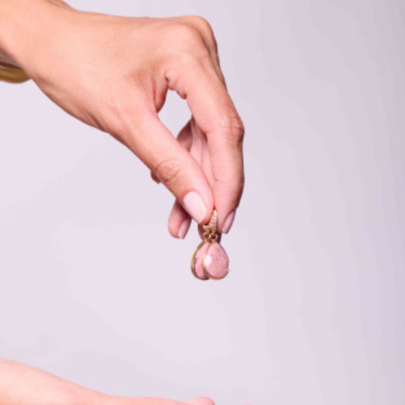 Boucles d’oreilles Beni Rose – Rhodonite & laiton doré | By Garance