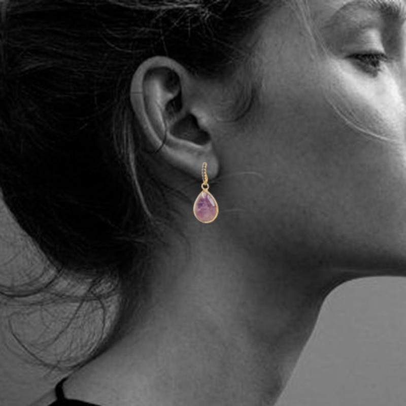 Boucles d’oreilles Beni Rose – Rhodonite & laiton doré | By Garance
