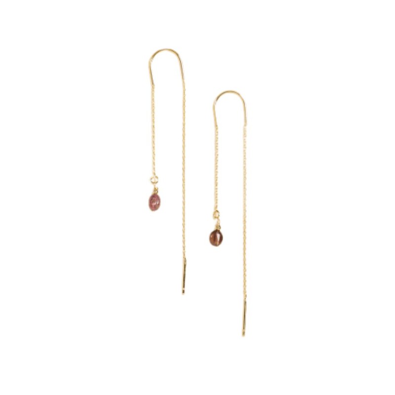 Boucles d’oreilles Bobi Rose Foncé – Doré & pierre/cristal | By Garance