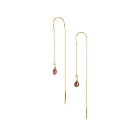 Boucles d’oreilles Bobi Rose Foncé – Doré & pierre/cristal | By Garance