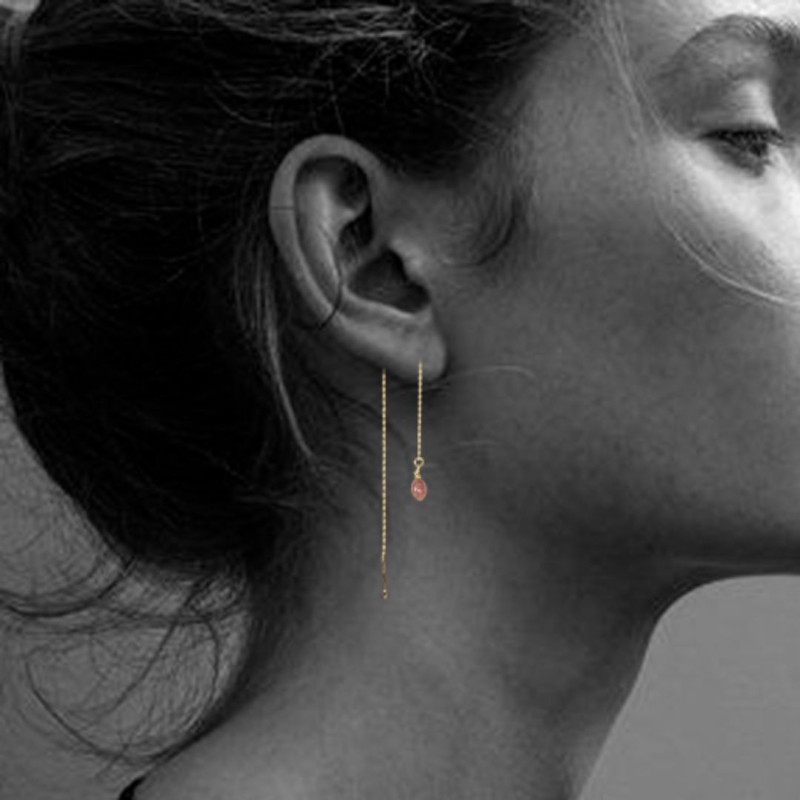 Boucles d’oreilles Bobi Rose Foncé – Doré & pierre/cristal | By Garance