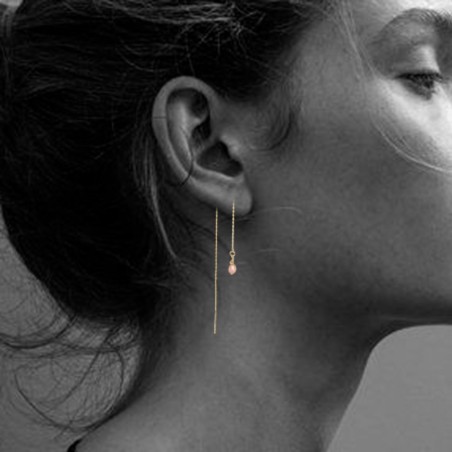 Boucles d’oreilles Bobi Rose – Bijou doré & pierre fine rose | By Garance