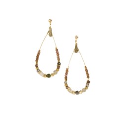 Boucles d’oreilles Bria Gris & Taupe – Bijou pendantes élégantes | By Garance