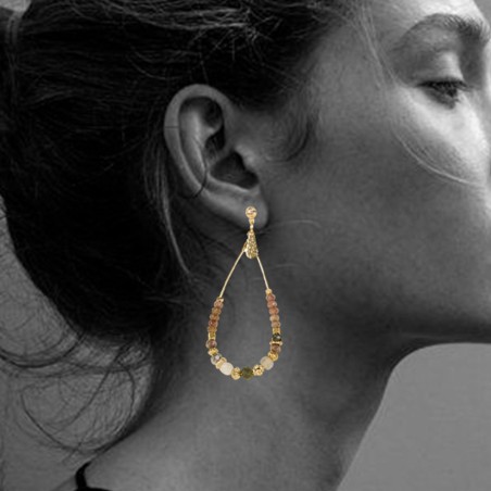 Boucles d’oreilles Bria Gris & Taupe – Bijou pendantes élégantes | By Garance