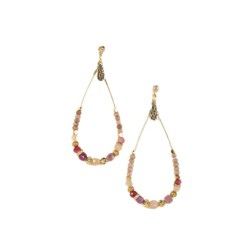 Boucles d’oreilles Bria Rose – Bijou pendantes doré & détails roses | By Garance