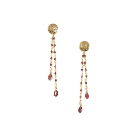 Boucles d’oreilles Cruz Bordeaux – Grenat & laiton doré | By Garance