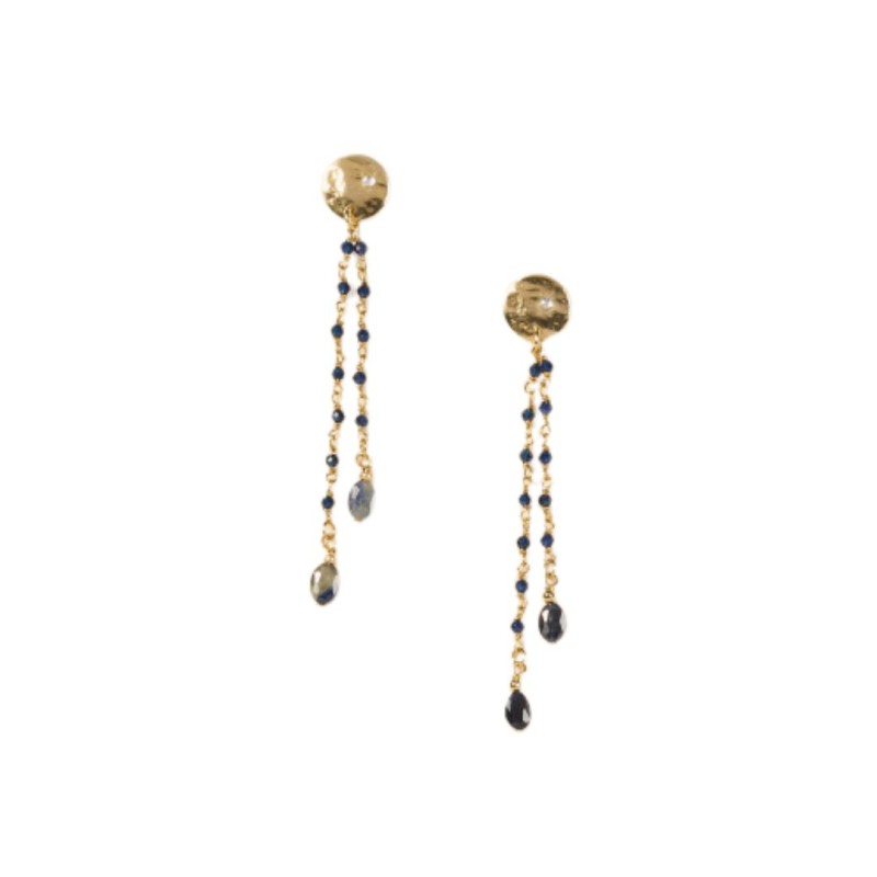Boucles d’oreilles Cruz Marine – Lapis-lazuli & doré | By Garance
