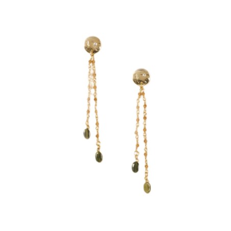 Boucles d’oreilles Cruz Camel – Doré & agate taupe | By Garance