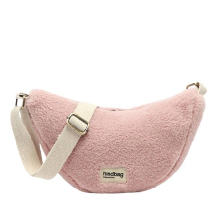 Sac banane Andrea teddy beige – Hindbag, forme demi-lune pratique et élégante