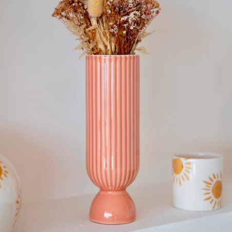 Bougeoir en céramique Lus - grand modele – rose Poudré, Vert, pêche, jaune & Miel | Décoration artisanale Oustao