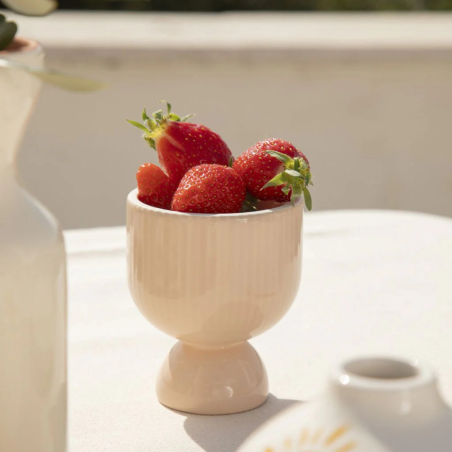 Bougeoir en céramique Lus – rose Poudré, Vert, pêche, jaune & Miel | Décoration artisanale Oustao