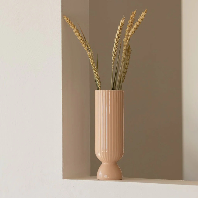 Bougeoir en céramique Lus - grand modele – rose Poudré, Vert, pêche, jaune & Miel | Décoration artisanale Oustao