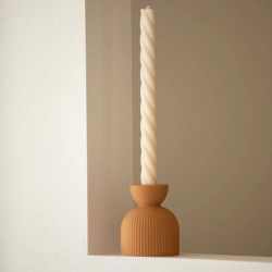 Bougeoir en céramique Lus – rose Poudré, Vert, pêche, jaune & Miel | Décoration artisanale Oustao