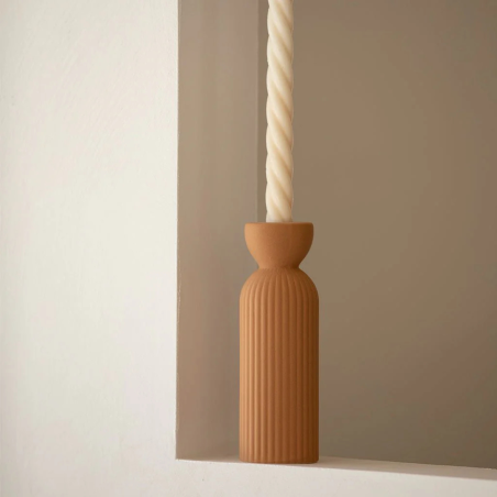 Bougeoir en céramique Lus - grand modele – rose Poudré, Vert, pêche, jaune & Miel | Décoration artisanale Oustao