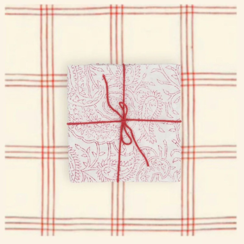 Serviettes en tissu Suzette à Table – Lot de 4 – Coton surcyclé et coloré