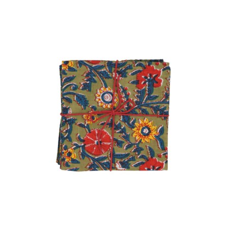 Serviettes en tissu Suzette à Table – Lot de 4 – Coton surcyclé et coloré