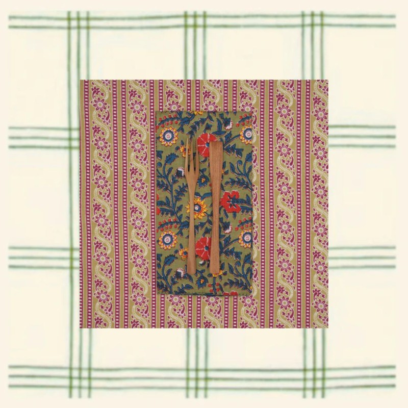 Serviettes en tissu Suzette à Table – Lot de 4 – Coton surcyclé et coloré