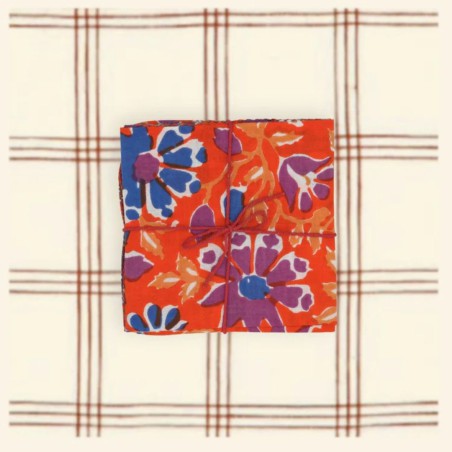 Serviettes en tissu Suzette à Table – Lot de 4 – Coton surcyclé et coloré