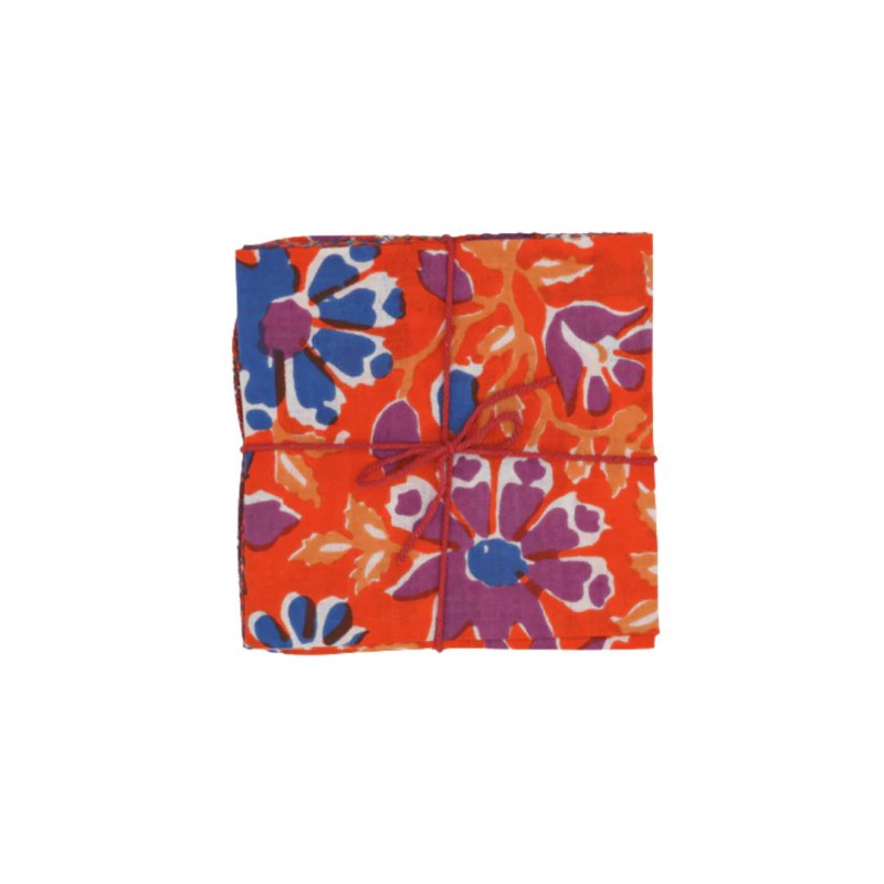 Serviettes en tissu Suzette à Table – Lot de 4 – Coton surcyclé et coloré