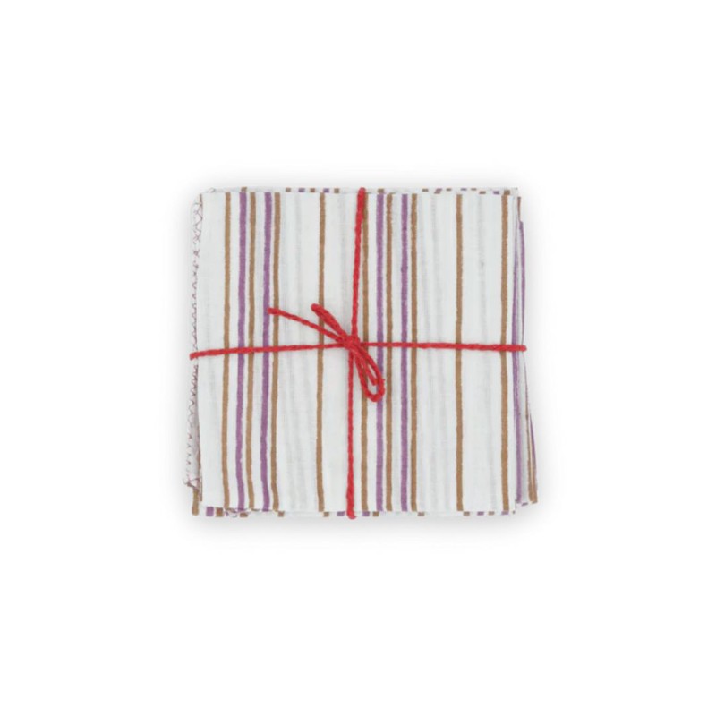 Serviettes en tissu Suzette à Table – Lot de 4 – Coton surcyclé et coloré