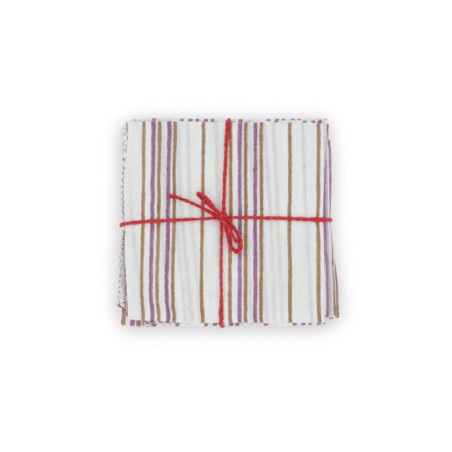 Serviettes en tissu Suzette à Table – Lot de 4 – Coton surcyclé et coloré