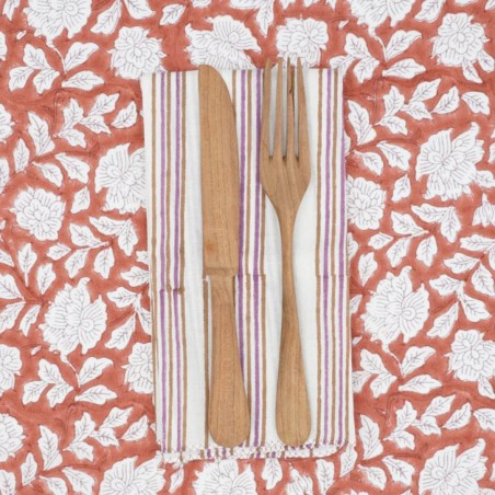 Serviettes en tissu Suzette à Table – Lot de 4 – Coton surcyclé et coloré