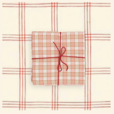 Serviettes en tissu Suzette à Table – Lot de 4 – Coton surcyclé et coloré