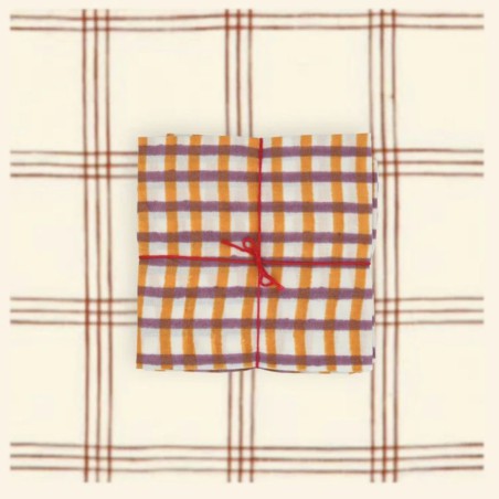 Serviettes en tissu Suzette à Table – Lot de 4 – Coton surcyclé et coloré