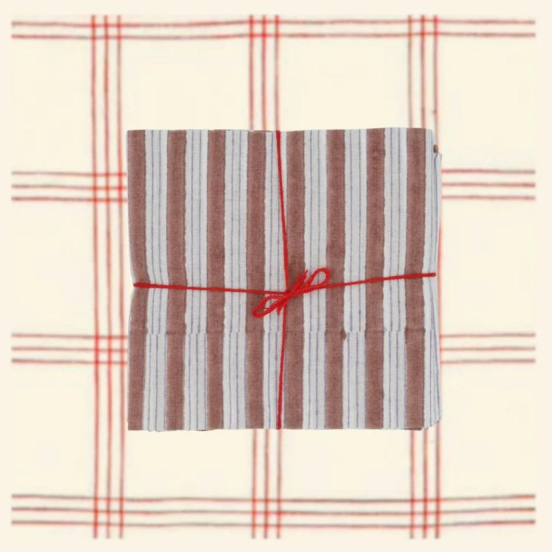 Serviettes en tissu Suzette à Table – Lot de 4 – Coton surcyclé et coloré