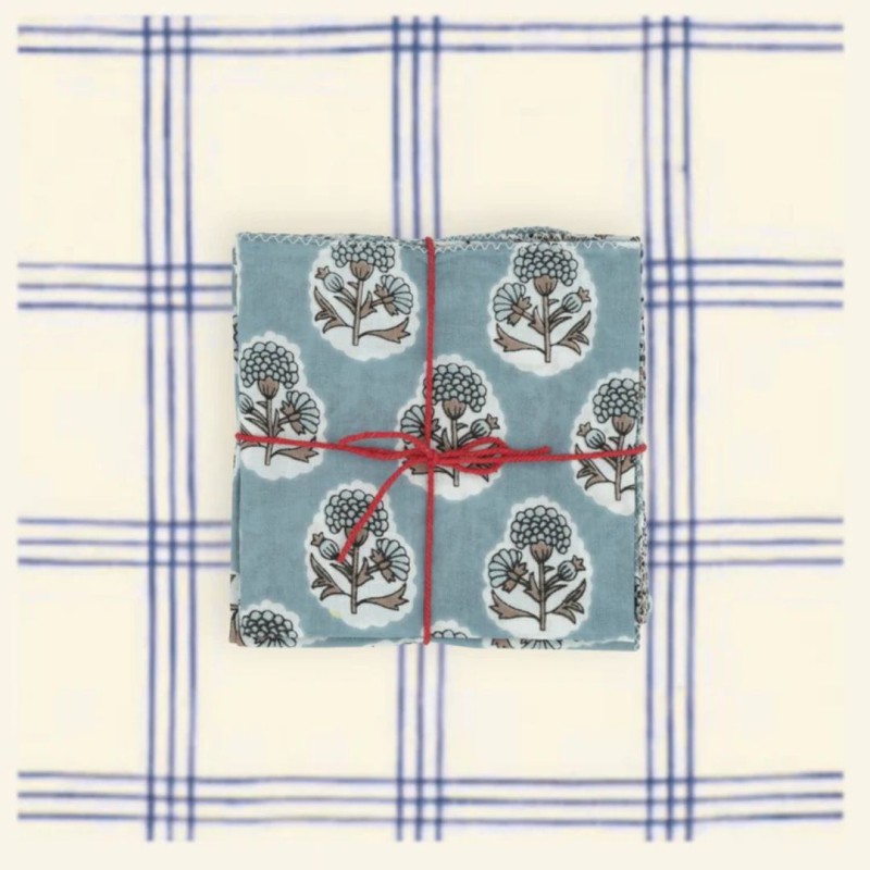 Serviettes en tissu Suzette à Table – Lot de 4 – Coton surcyclé et coloré