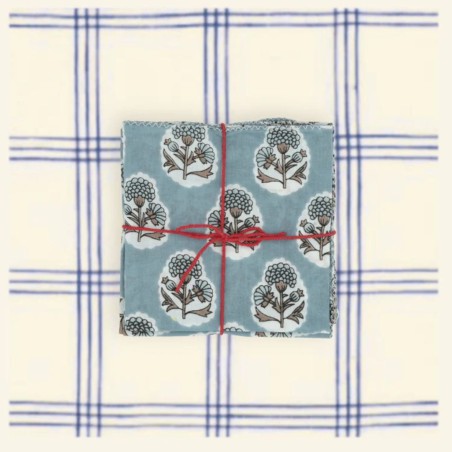 Serviettes en tissu Suzette à Table – Lot de 4 – Coton surcyclé et coloré