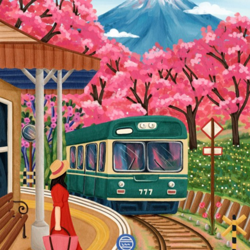 Puzzle 500 pièces - Fuji Blosoms - Pieces & Peace