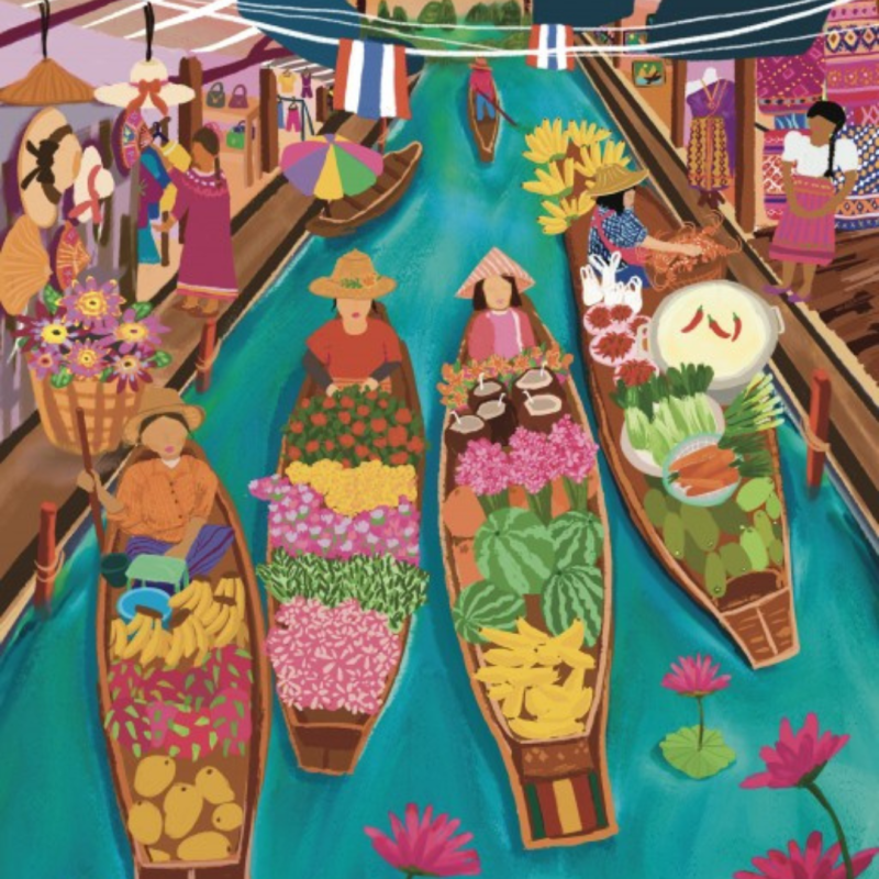 Puzzle - 1000 pièces - Floating Market Thailand- Pieces & Peace