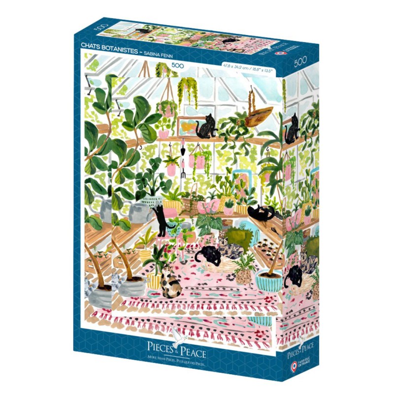 Puzzle 500 pièces - Botanical cats - Pieces & Peace