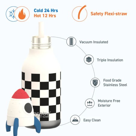 Gourde enfant Bestie Fusée Asobu – gourde ludique avec paille | Lucie in the R