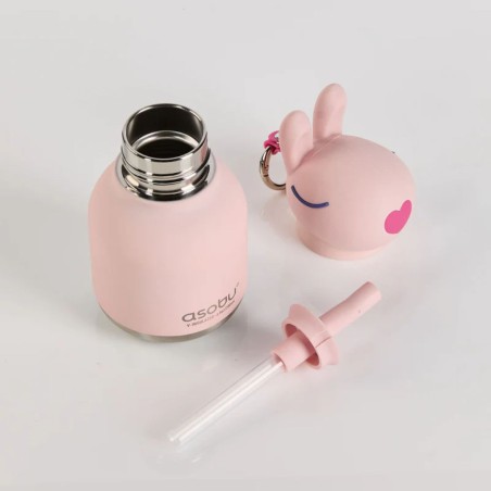 Gourde enfant Mini Bestie Lapin Asobu – gourde ludique avec paille | Lucie in the R