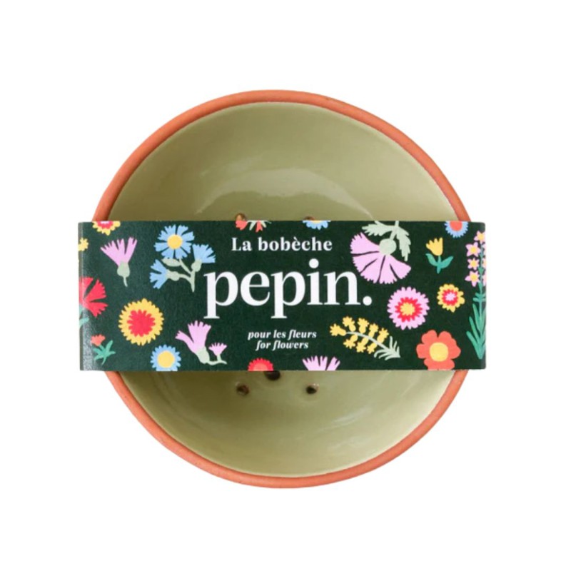 Bobèche Fleurs blanc grainé, arrangeur de bouquet en céramique - Lucie in the R