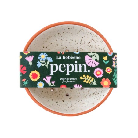 Bobèche Fleurs blanc grainé, arrangeur de bouquet en céramique - Lucie in the R