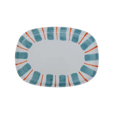 Plat de présentation Linear turquoise mare en céramique artisanale | Lucie in the R