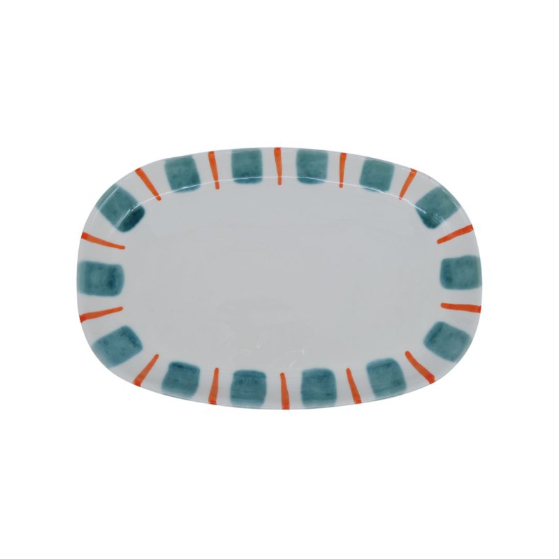 Plat de présentation Linear turquoise mare en céramique artisanale | Lucie in the R