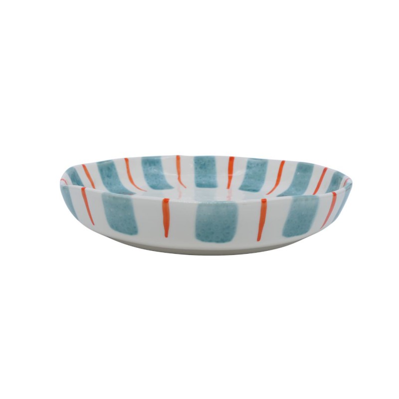 Plat Profond Linear Turquoise Mare en céramique artisanale | Lucie in the R