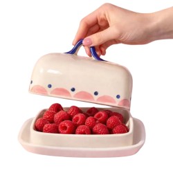 Beurrier en céramique KULT – Beurrier design coloré | Lucie in the R , Pink & blue