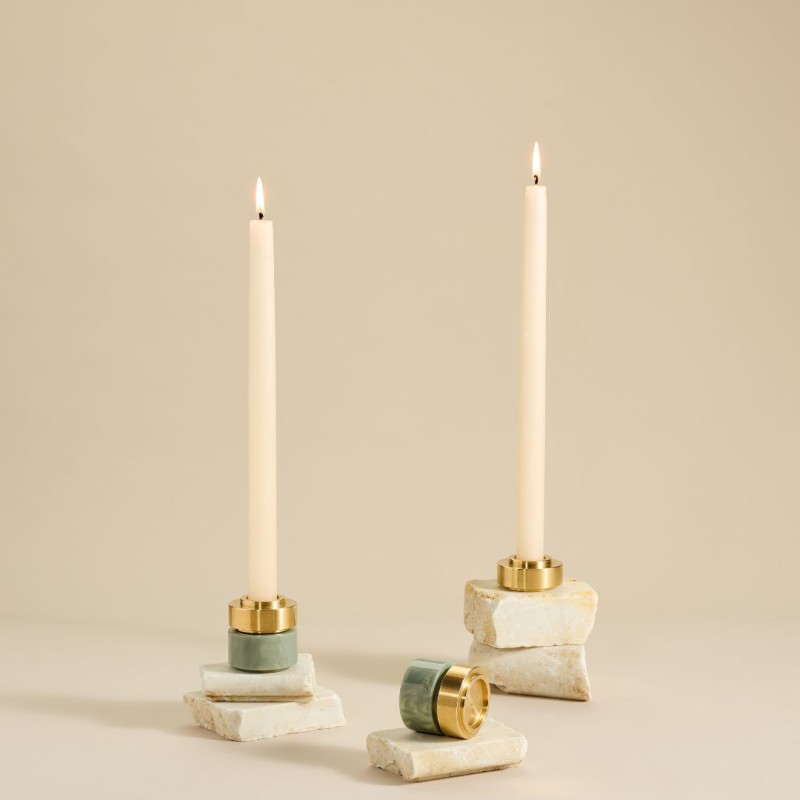 Bougeoir Dandy Tabac – Éco-résine empilable pour bougies classiques | Maison Pechavy