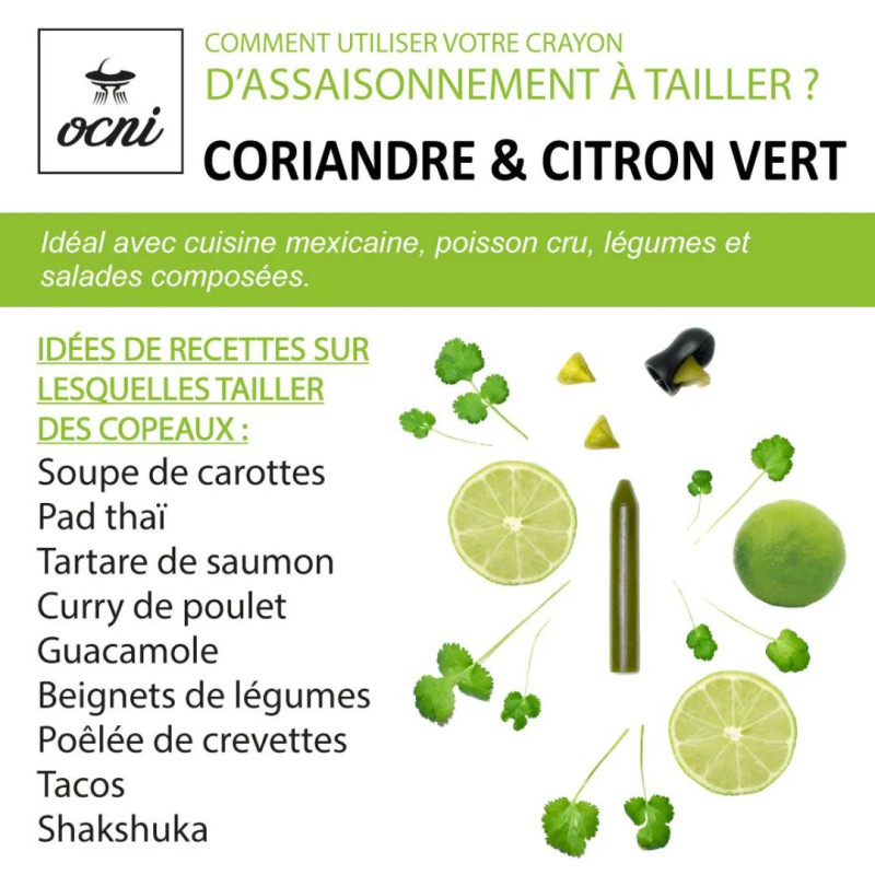 Crayon comestible Coriandre et Citron vert OCNI Factory — condiment à tailler | Lucie in the R